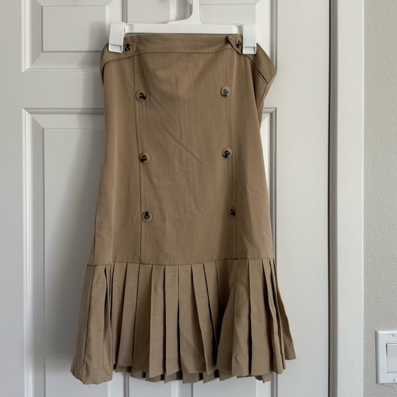 Anthropologie Flat White Strapless Pleated Mini Dress - Size M -‎ Beige - NWT - Picture 5 of 11